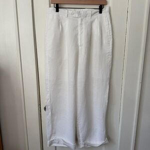 Empra White 100% Linen Pleated Dress Pants Women’s W32/L32